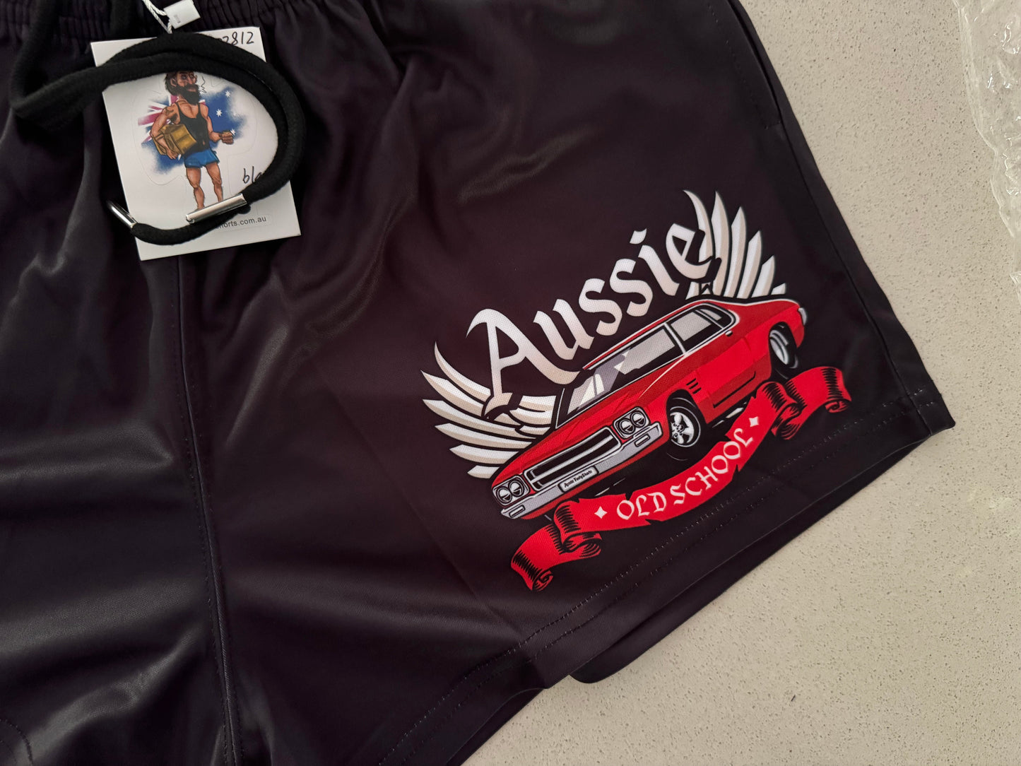 🔥NEW🔥 Aussie OLD SCHOOL HOLDEN RED Footy Shorts (With Pockets)