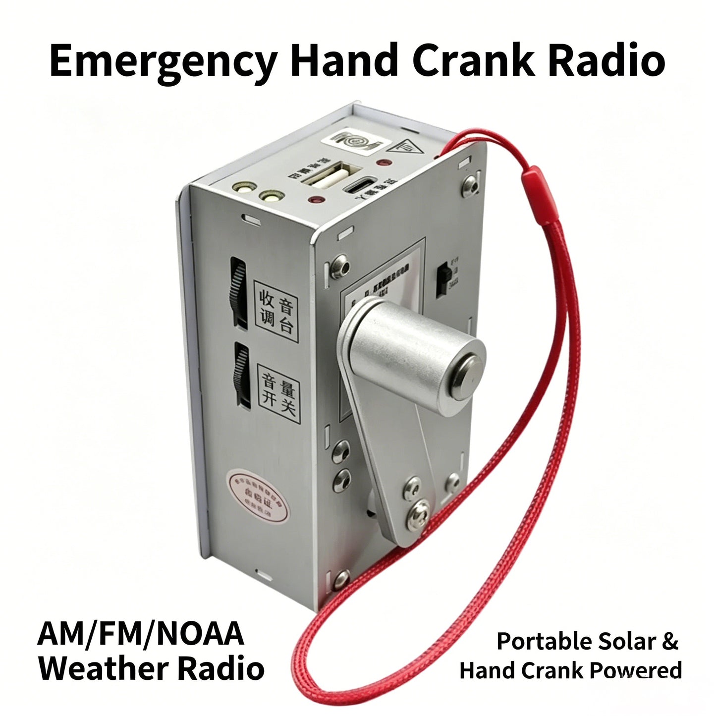 Hand Crank Generator Multi functional Radio, Flashlight, Lighter, USB Emergency Charging Portable