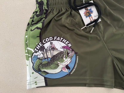 🔥NEW🔥 Cod Father Green Footy Shorts (With Pockets)