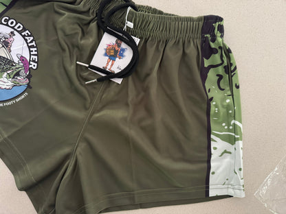 🔥NEW🔥 Cod Father Green Footy Shorts (With Pockets)