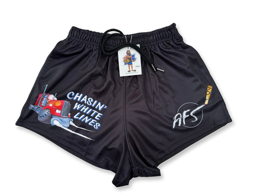 Chasing White Lines Footy Shorts (With Pockets)