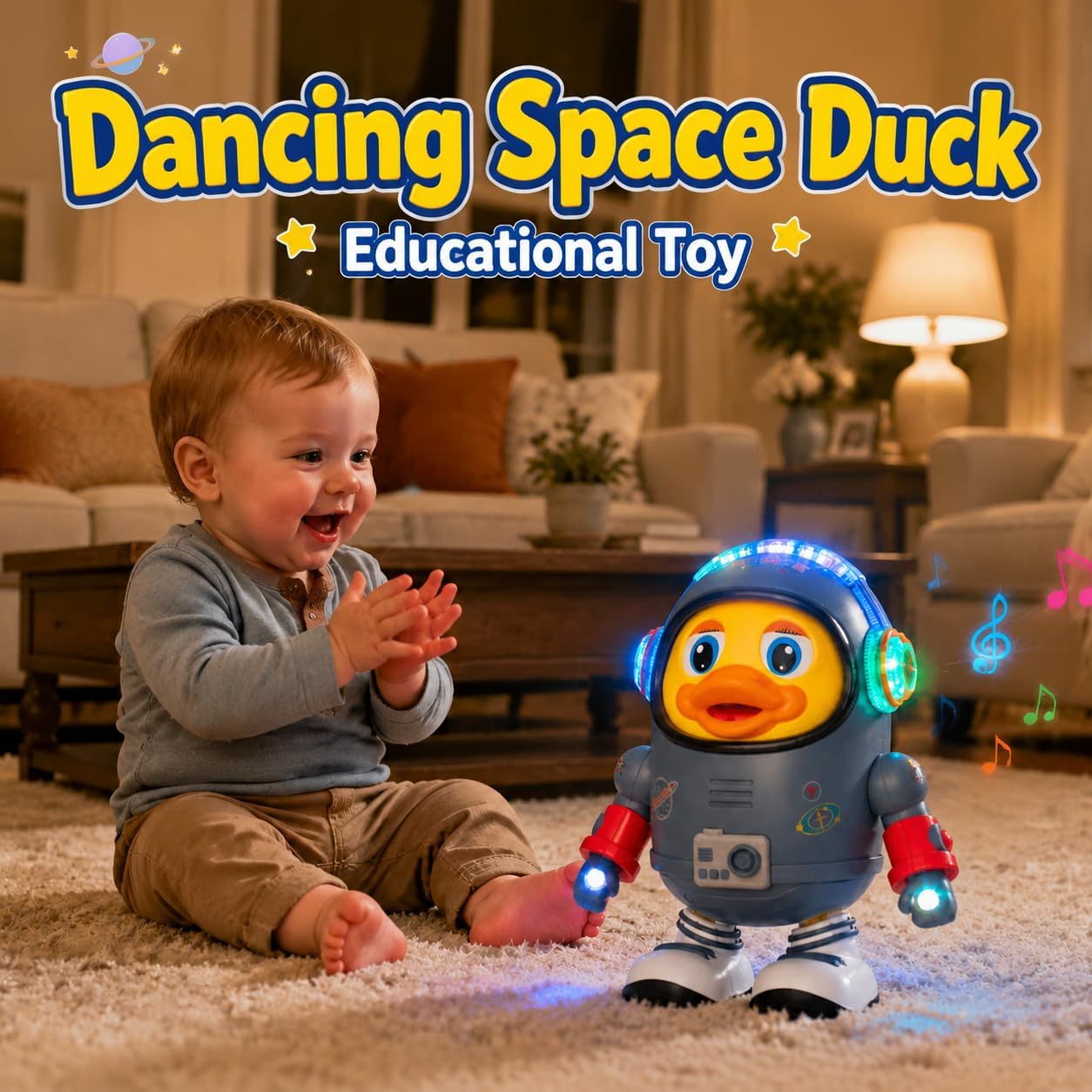 Dancing Space Duck: Interactive Musical Walking Toy for Toddlers