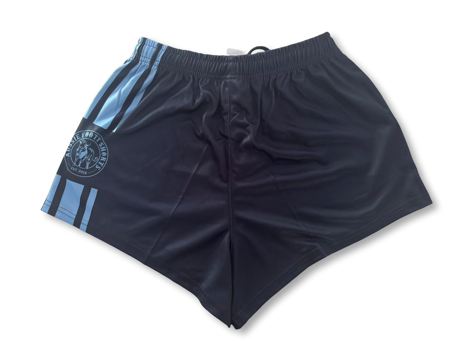 Navy Blue Stripe Footy Shorts (With Pockets)