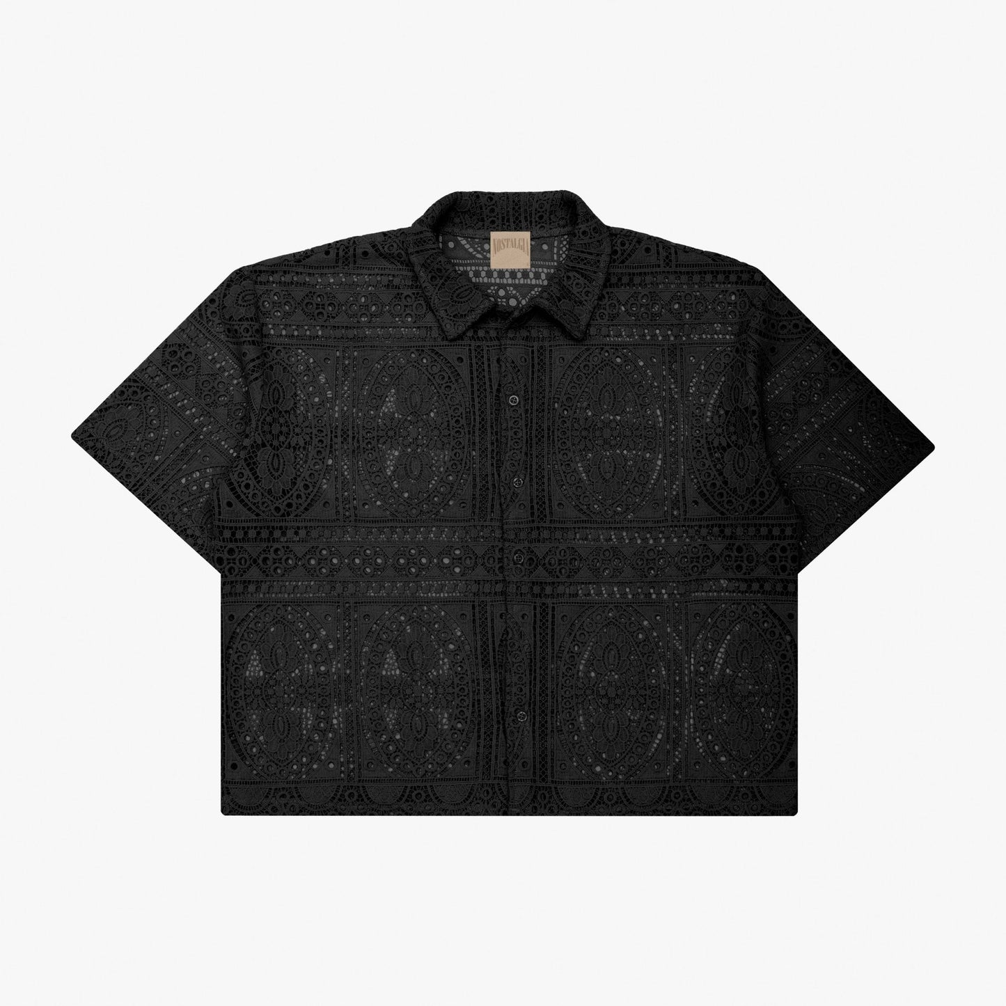 BLACK BARRIO LACE BUTTON-UP