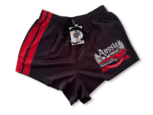 🔥NEW🔥 Aussie OLD SCHOOL HOLDEN RED Footy Shorts (With Pockets)