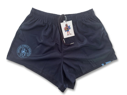 Navy Blue Stripe Footy Shorts (With Pockets)