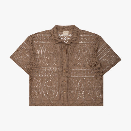 ESPRESSO BARRIO LACE BUTTON-UP