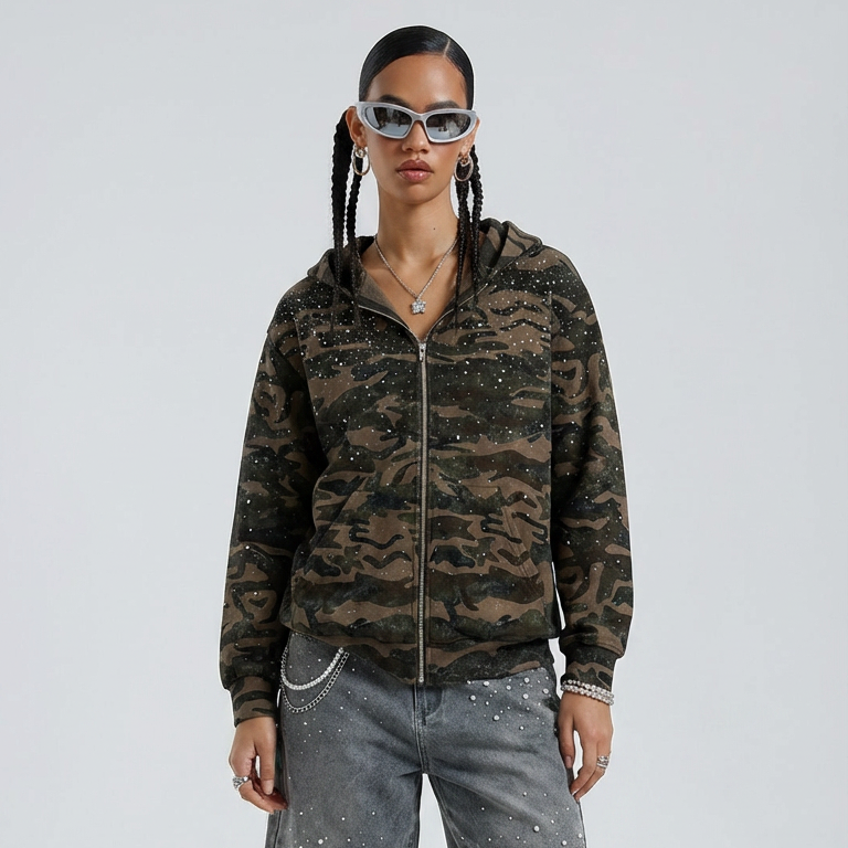 Rhinestone Camo Hoodie