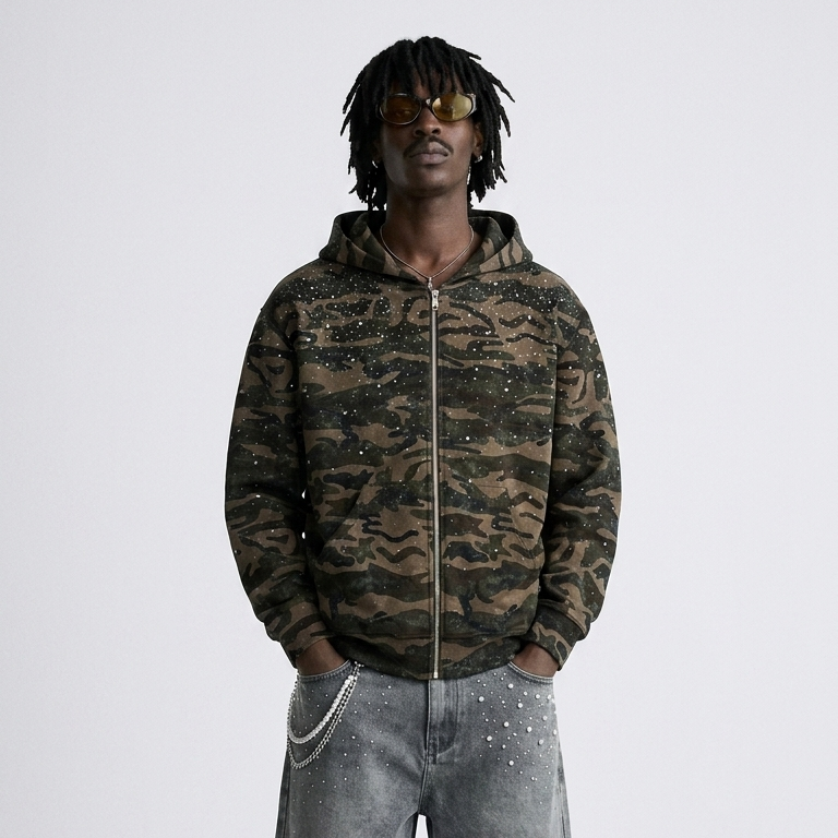 Rhinestone Camo Hoodie
