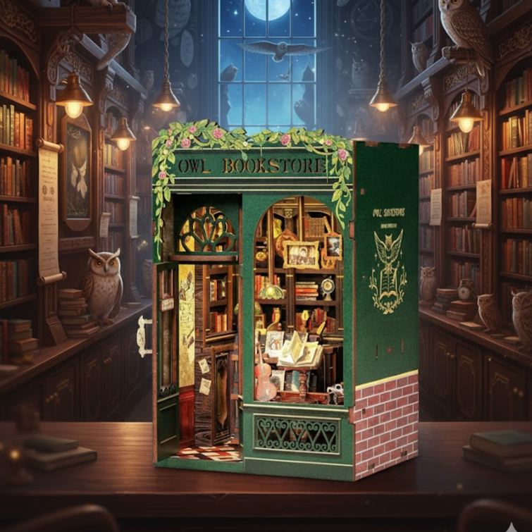 Mini Owl Bookstore DIY Book Nook Kit