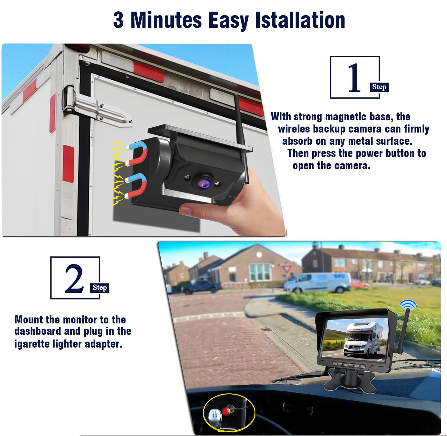 Magnetic Solar Wireless Backup Camera System