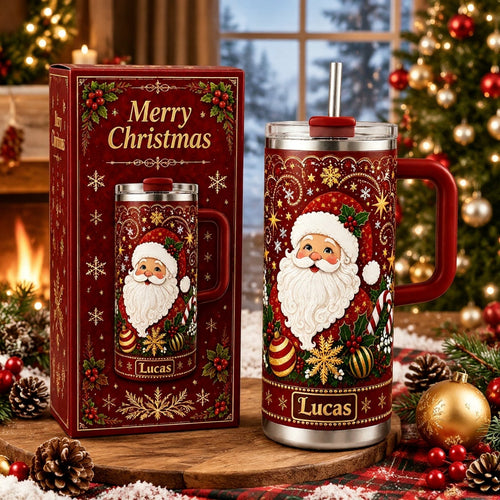 Personalized Christmas Santa Snowflake Tumbler
