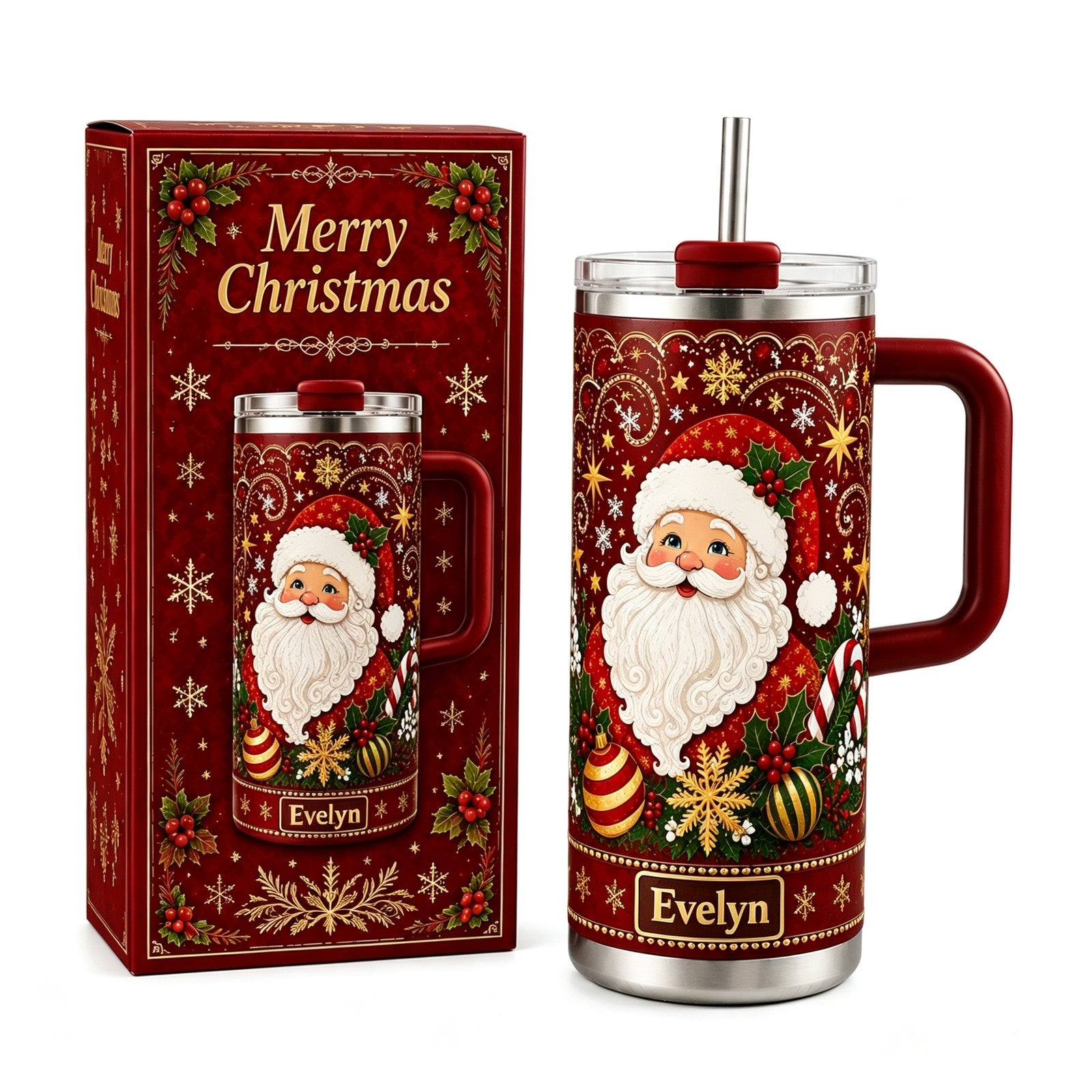 Personalized Christmas Santa Snowflake Tumbler