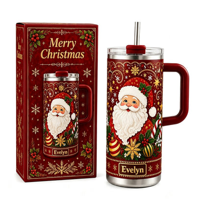 Personalized Christmas Santa Snowflake Tumbler