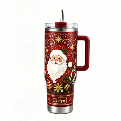 Personalized Christmas Santa Snowflake Tumbler
